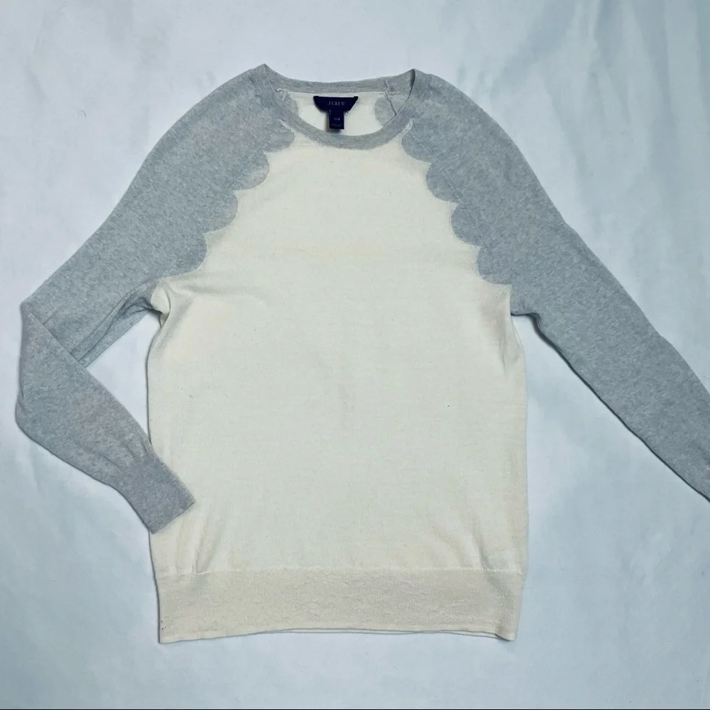 J. Crew Merino Wool White Gray Sweater Size XXS